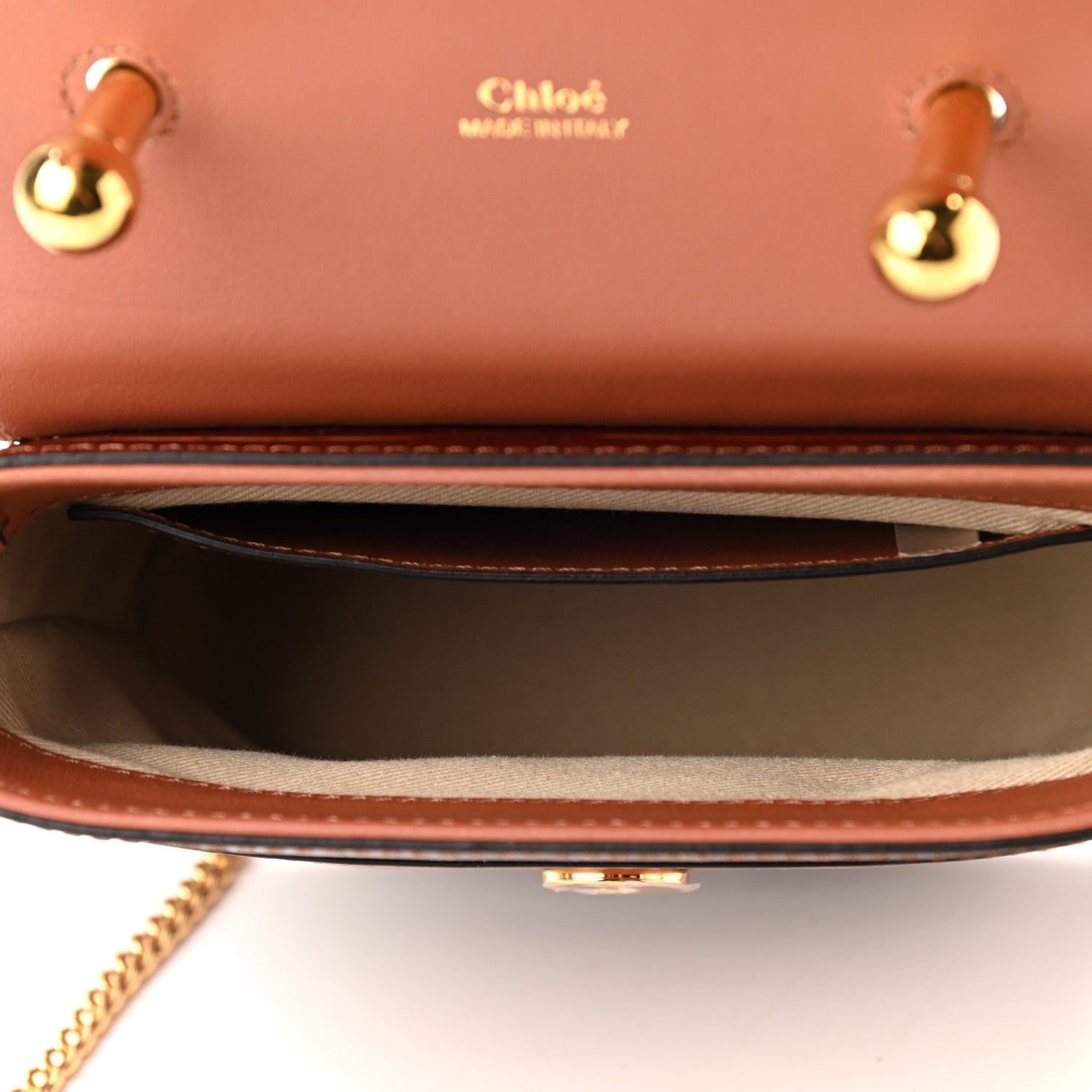 Chloe Calfskin Crocodile Embossed Small Aby Lock Chestnut Brown 5 of 10