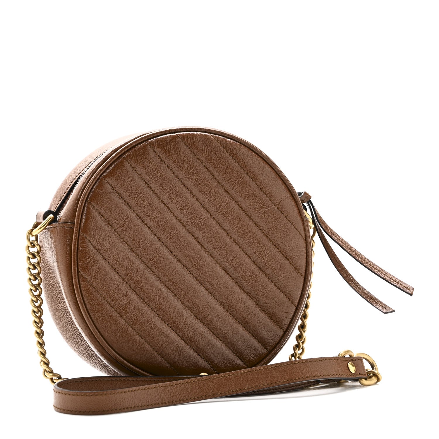 Gucci Azalea Calfskin Matelasse Diagonal Mini GG Marmont Round Shoulder Bag Cuir 3 of 10
