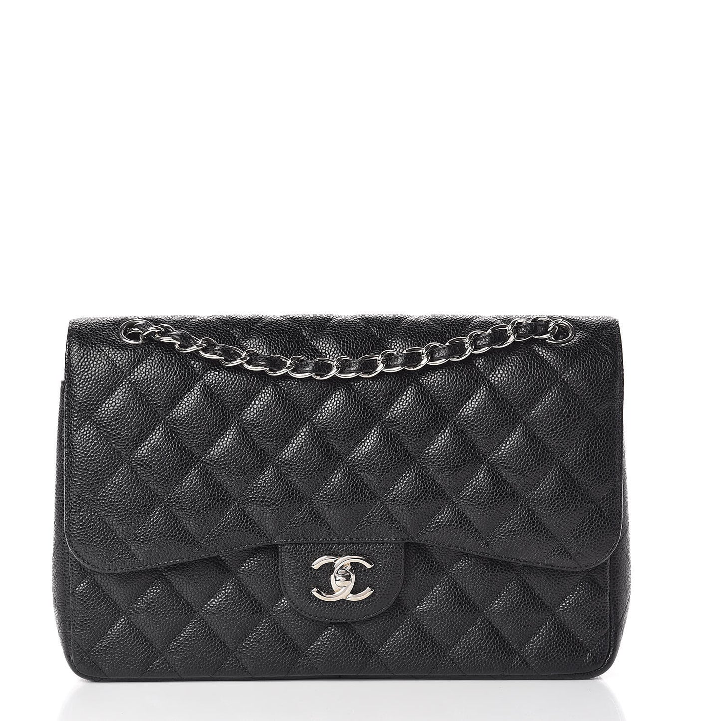 Caviar Quilted Jumbo Double Flap Black