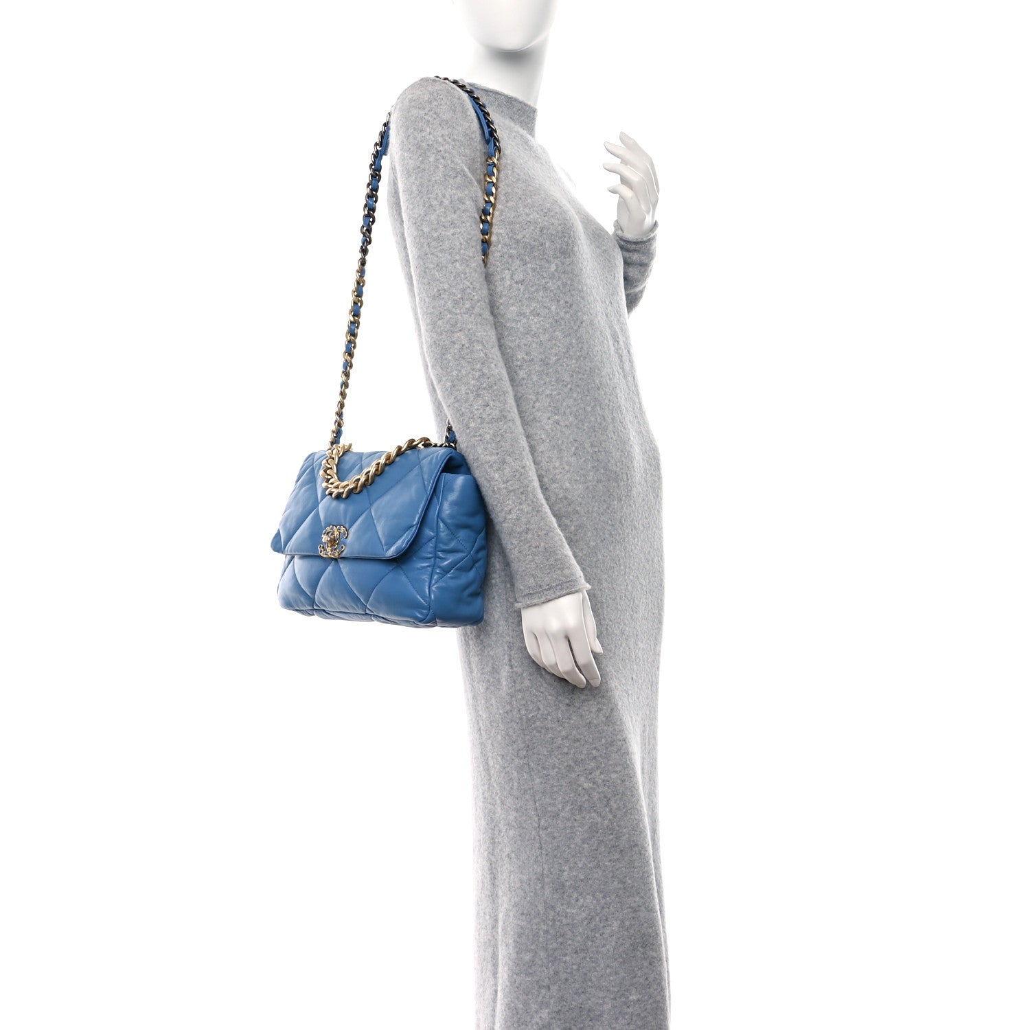 Chanel Lambskin Quilted Large Chanel 19 Flap Blue 2 of 12