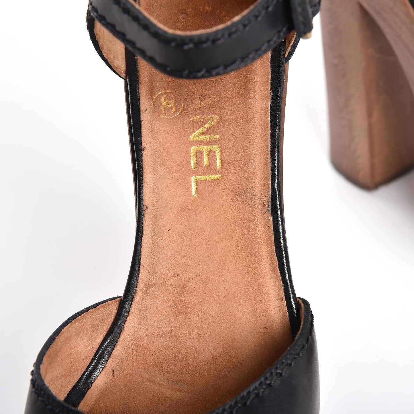 Calfskin CC Platform Heels 36.5 Black