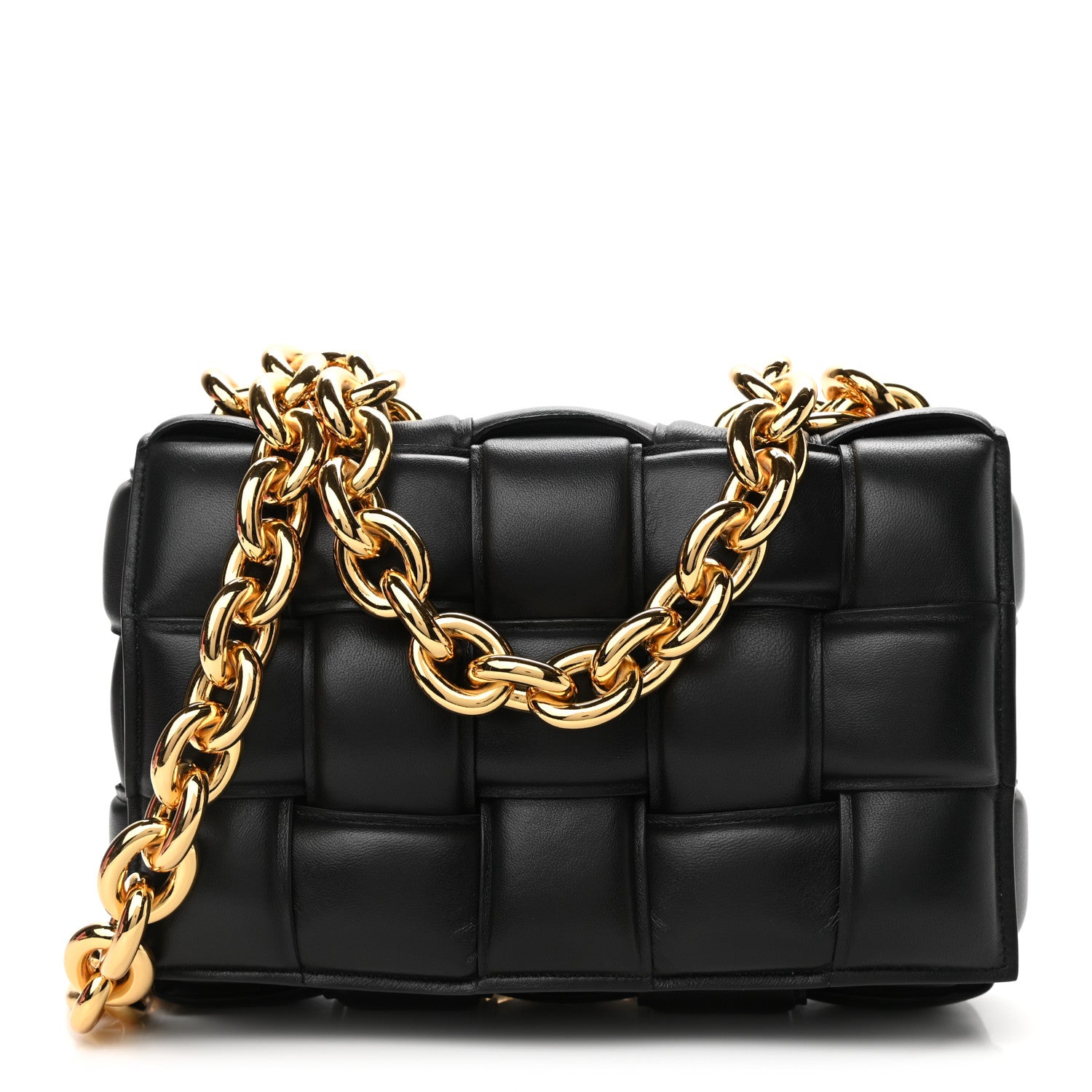 Bottega Veneta Lambskin Maxi Intreccio Padded Chain Cassette Crossbody Bag Black 1 of 10
