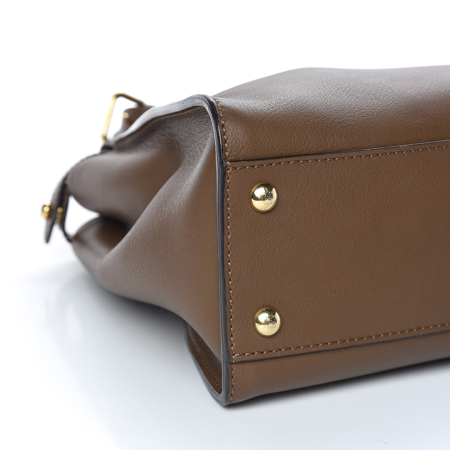 Fendi Vitello Seta Fabric Jacquard Pequin Medium Peekaboo Iconic Satchel Foresta Tobacco 9 of 14
