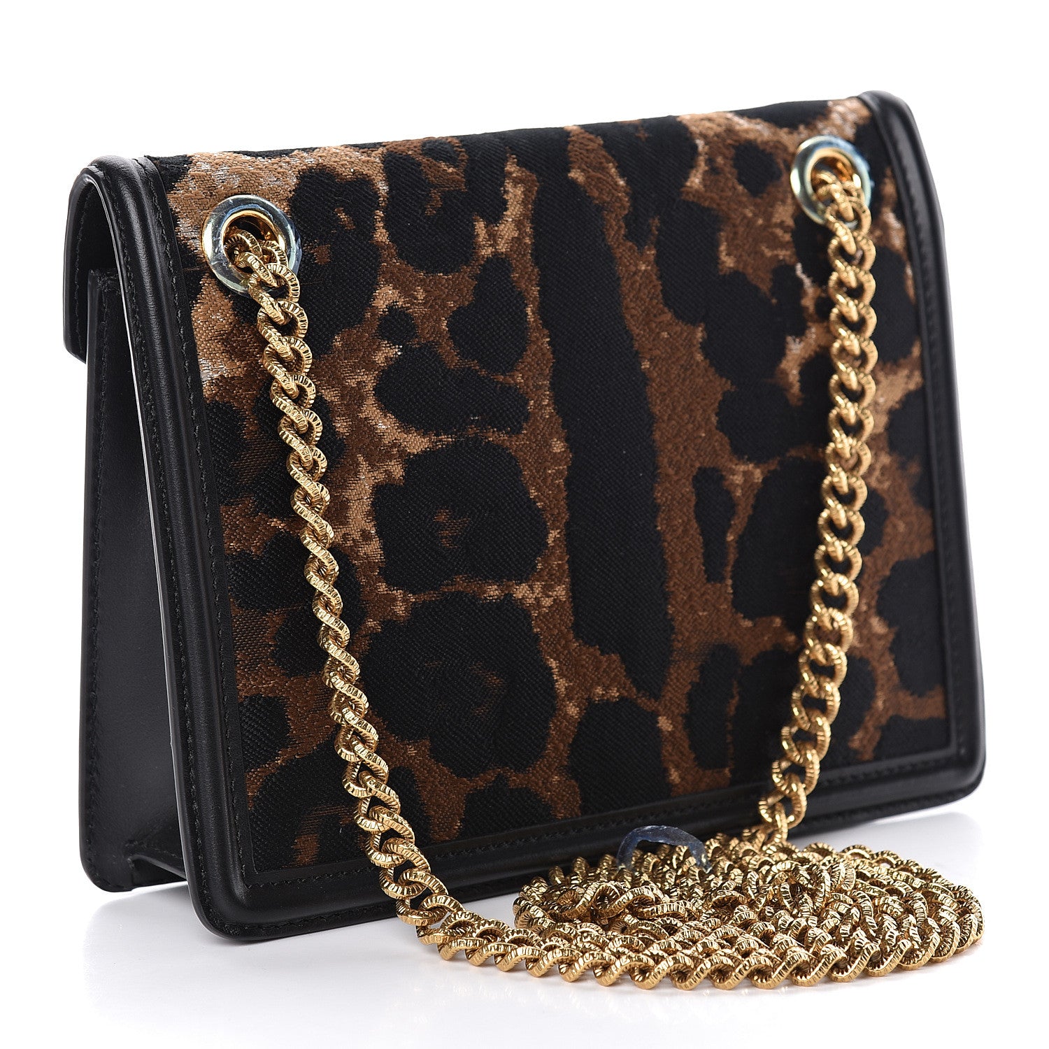 Dolce & Gabbana Jacquard Leopard Print Medium Devotion Crossbody Bag Black 3 of 12