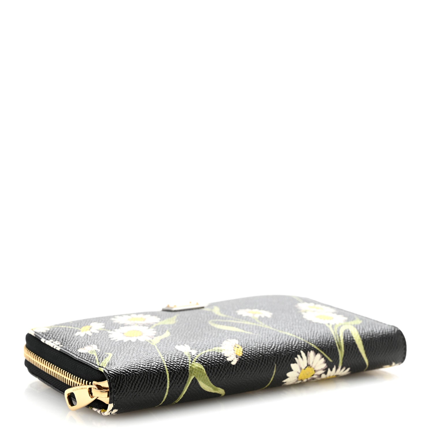 Dolce & Gabbana Dauphine Daisy Print Zip Around Wallet Black