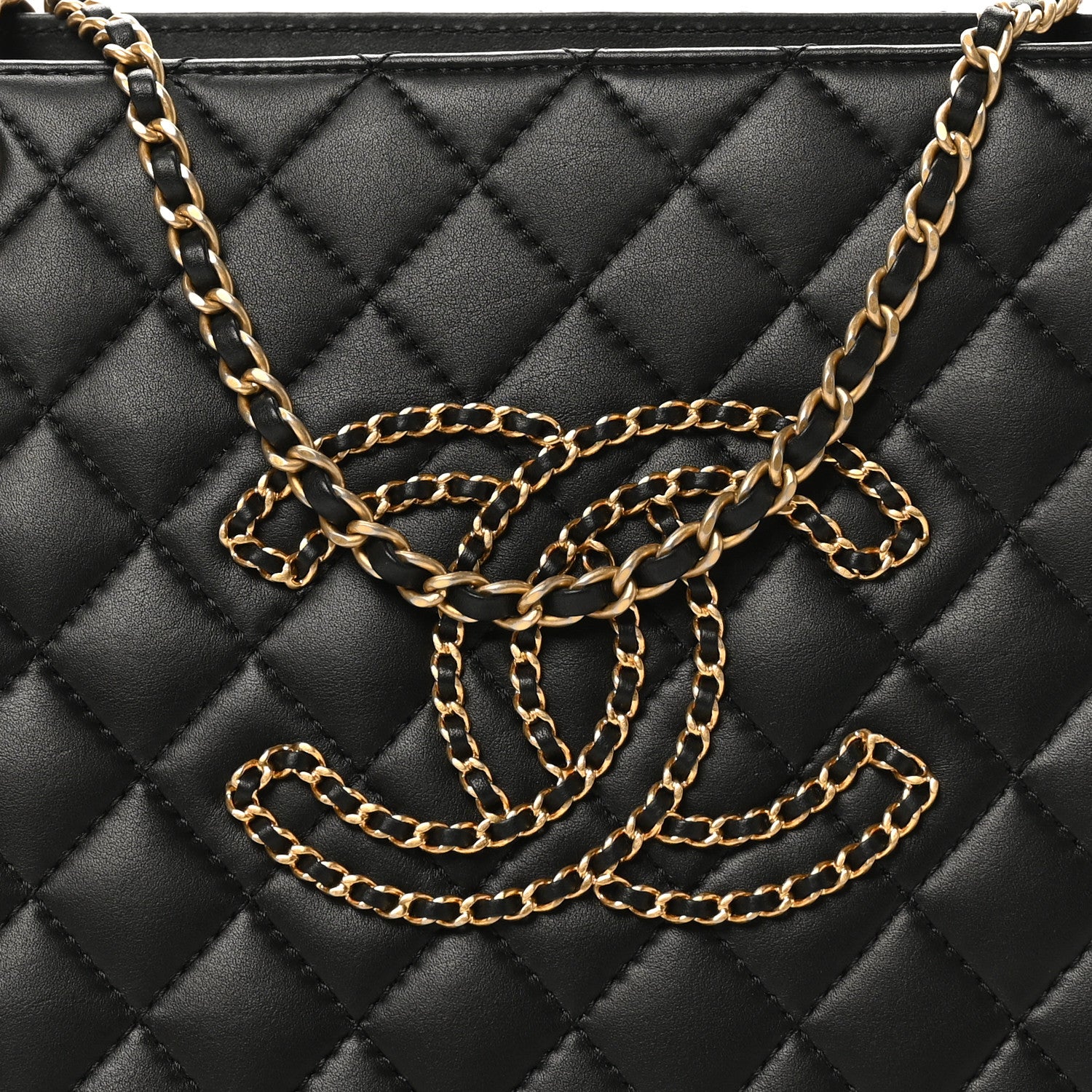 Chanel Calfskin Quilted CC Chain Accordion Tote Black 8 of 10