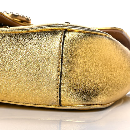 Gucci Metallic Calfskin Matelasse Studded Mini Pearly GG Marmont Shoulder Bag Gold 12 of 15