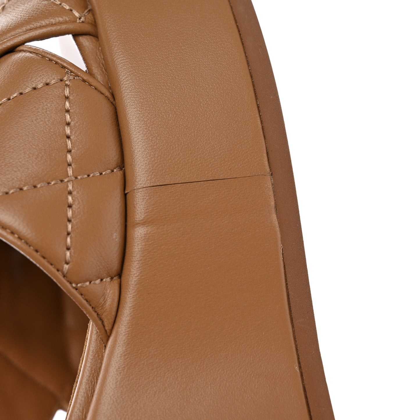 Lambskin Quilted CC Platform Sandals 39 Beige