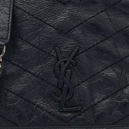 Saint Laurent Crinkled Calfskin Matelasse Monogram Niki Chain Wallet Deep Marine 7 of 10