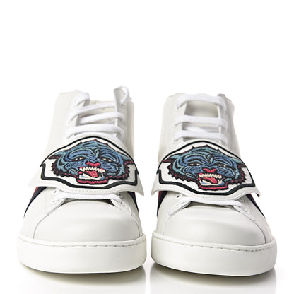 Gucci Calfskin Ayers Embroidered Web Mens Ace Removable Patches High Top Sneakers 11 White 2 of 9