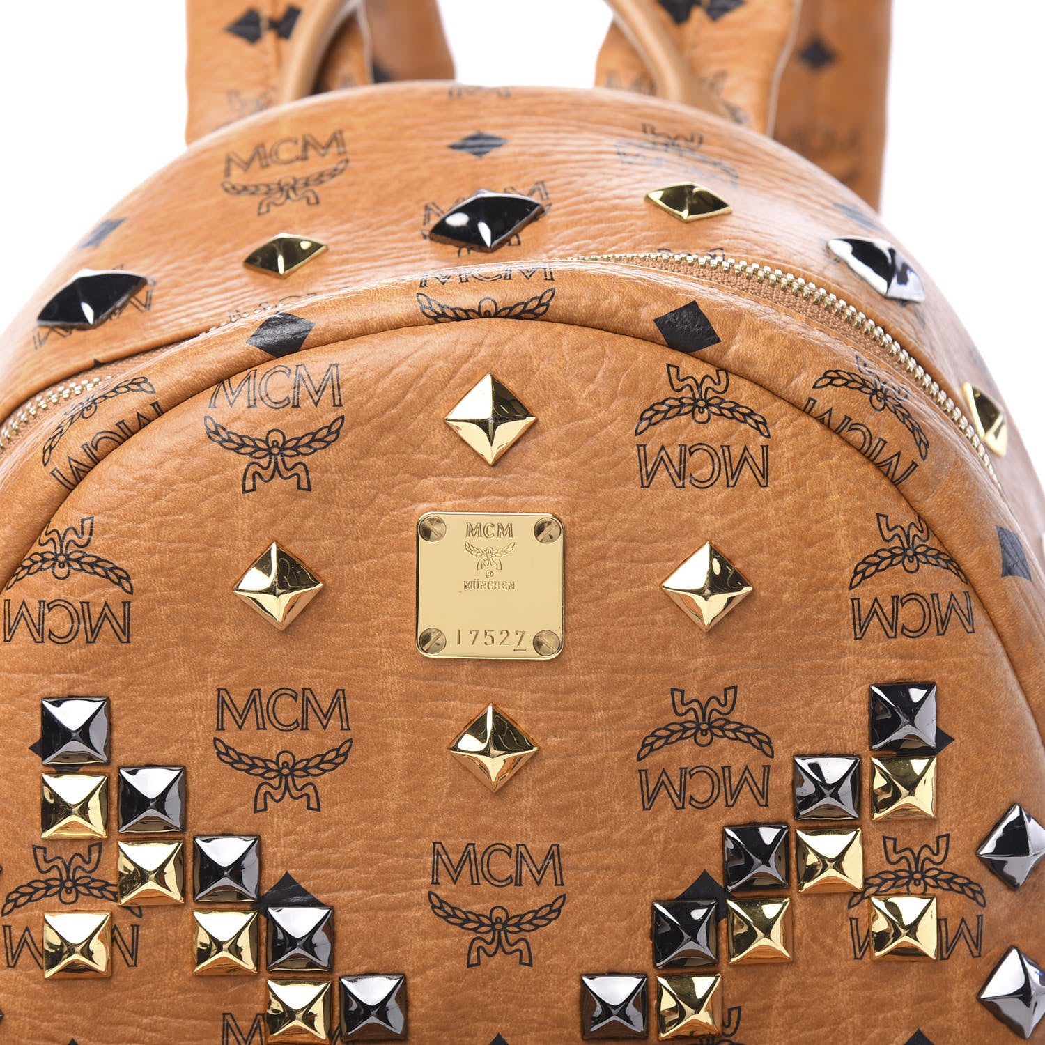 MCM Visetos Studded Small Stark Backpack Cognac 9 of 9