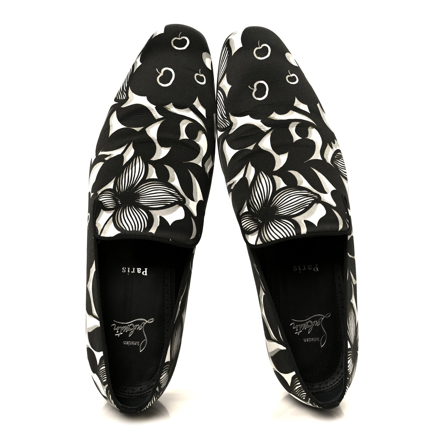 Satin Petunia Mens Dandelion Flat Loafers 42 Black White