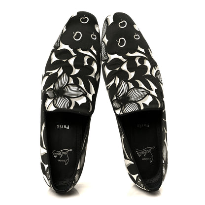 Christian Louboutin Satin Petunia Mens Dandelion Flat Loafers 42 Black White 2 of 8