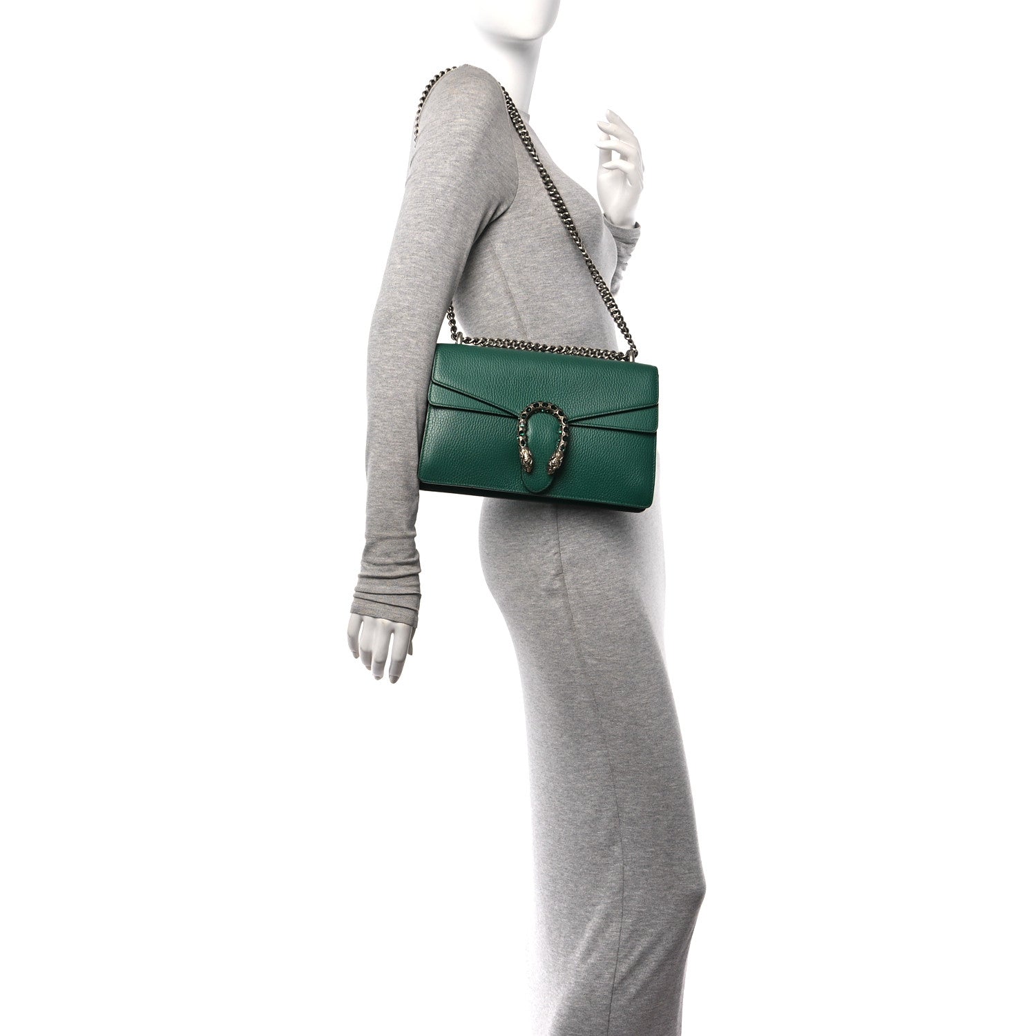 Gucci Pebbled Calfskin Small Dionysus Shoulder Bag Emerald 2 of 10