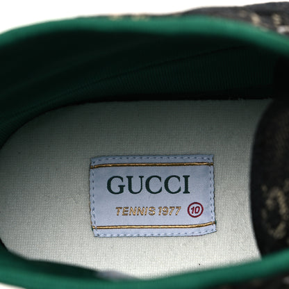 Gucci New Denim GG Monogram Web Mens 1977 Tennis High Top Sneakers 10 Black Ivory 9 of 10