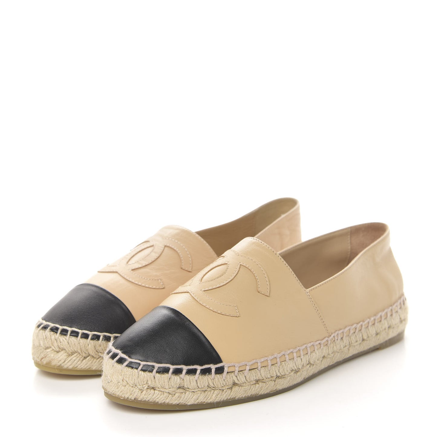 Lambskin CC Espadrilles 39 Beige Black