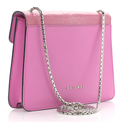 Bulgari Calfskin Galuchat Serpenti Forever Crossbody Bag Pink 3 of 11
