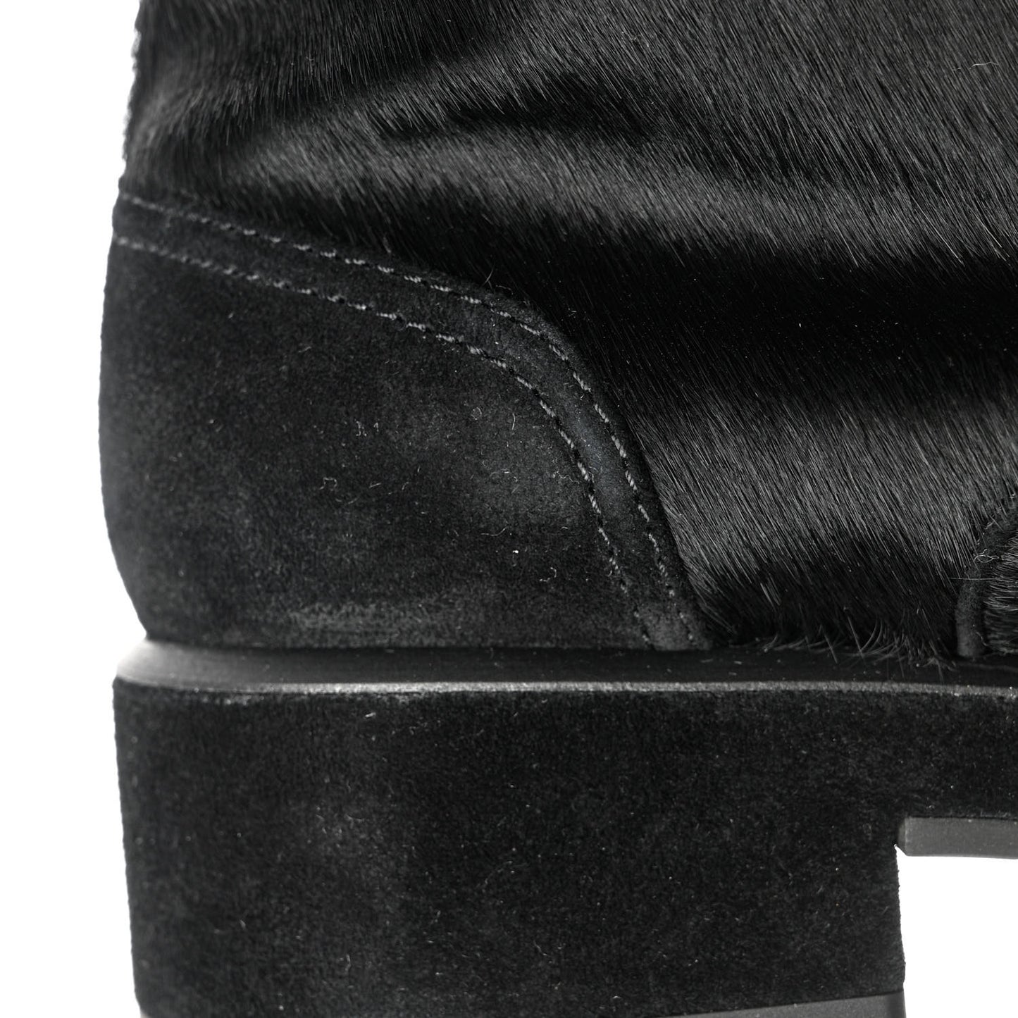 Suede Pony Hair Shearling Lace Up Combat Boots 35 Black White