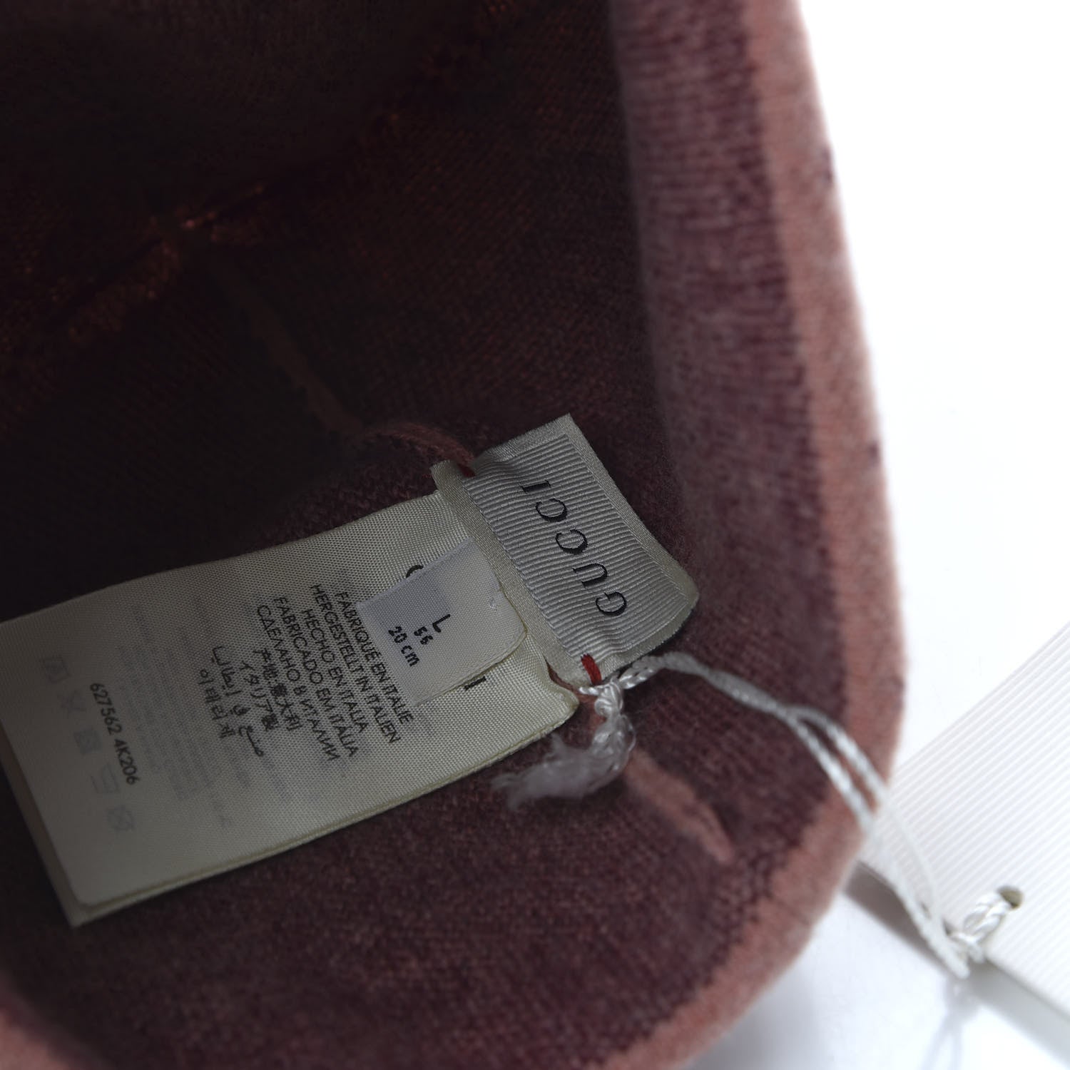 Gucci Wool GG Monogram Foghina Beanie Hat L Roseate Bordeaux 5 of 5