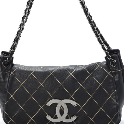 Chanel Lambskin Contrast Stitch Surpique Accordion Flap Black 9 of 9