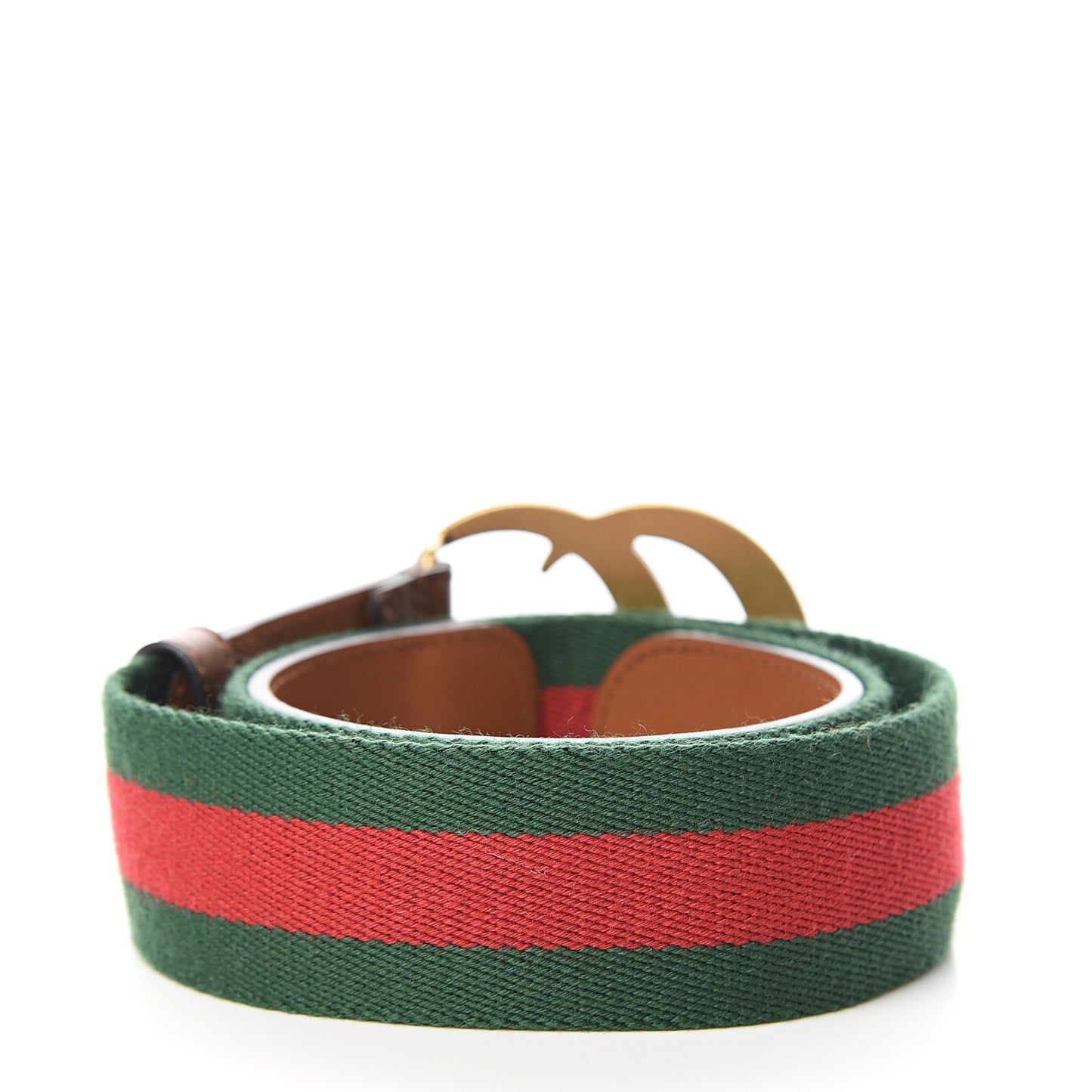 Nylon Calfskin Double G Web 40mm Belt 85 34 Green Red Cuir