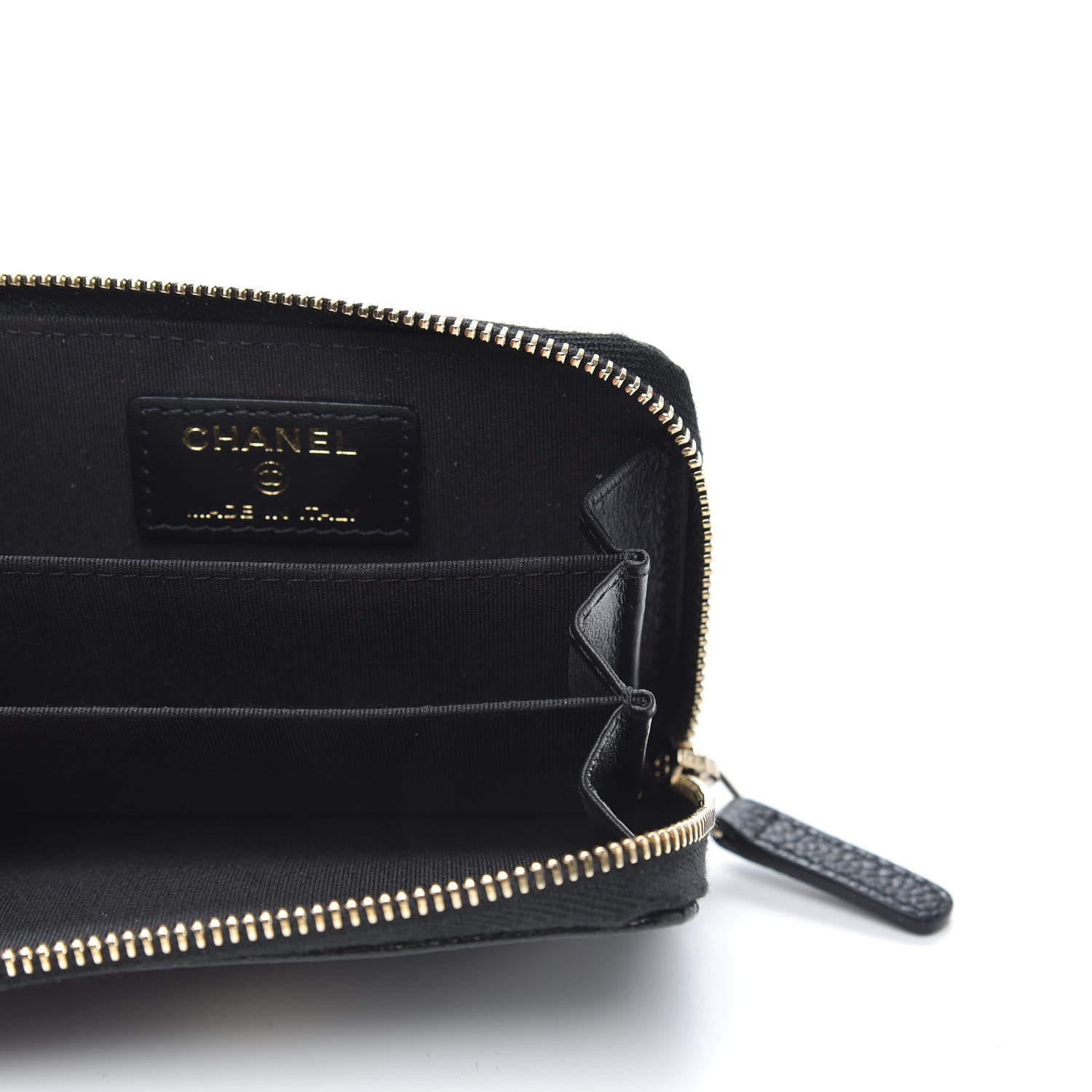Chanel Caviar Camellia Embossed Zip Coin Purse Black 5 of 10