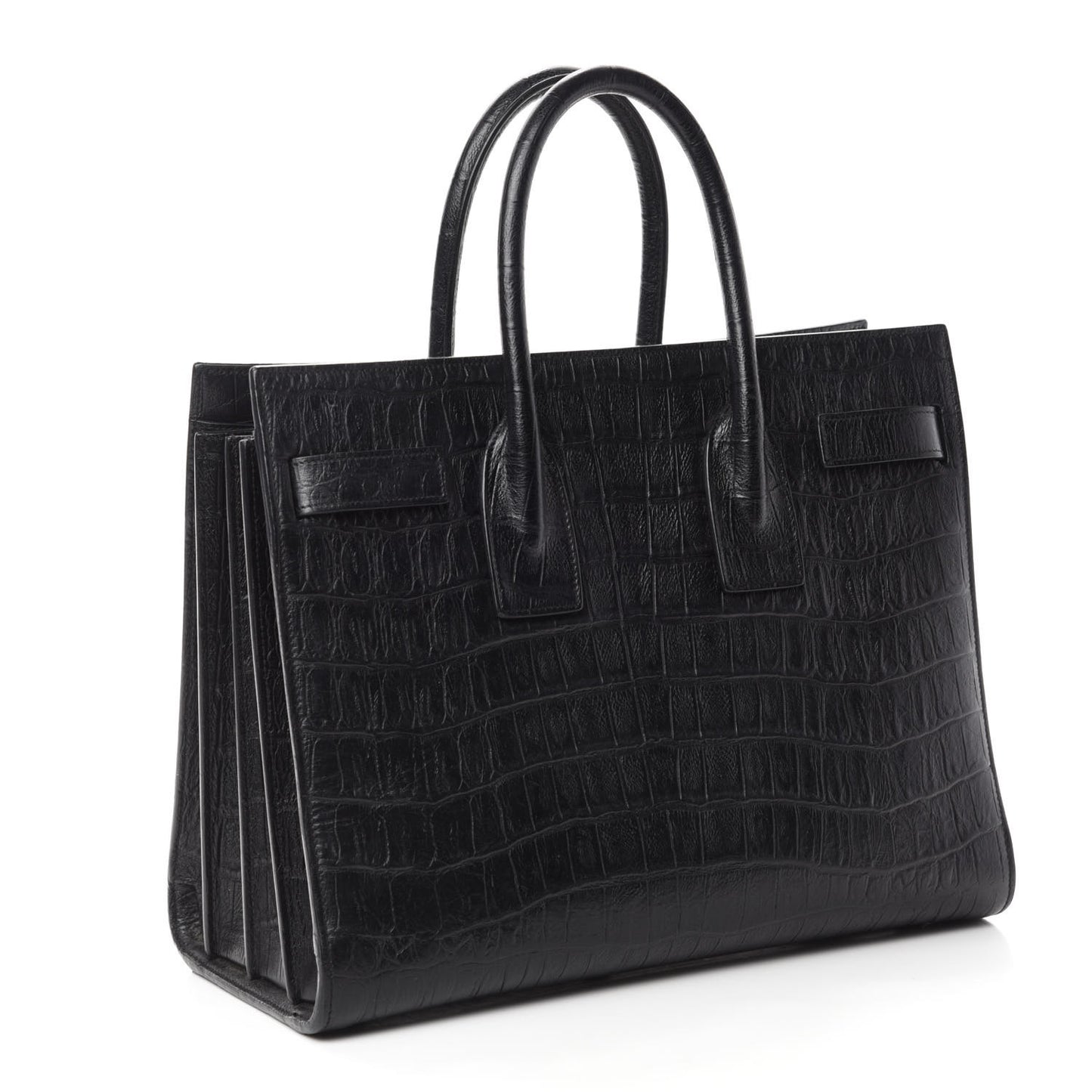 Calfskin Crocodile Embossed Small Sac de Jour Black