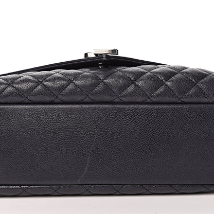 Saint Laurent Calfskin Mixed Matelasse Triquilt Large Monogram Envelope Satchel Deep Marine 20 of 25