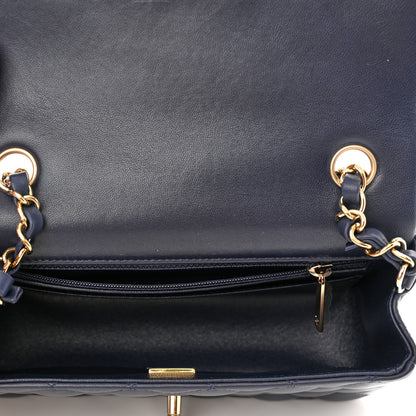 Chanel Lambskin Quilted Mini Rectangular Flap Dark Navy Blue 4 of 9