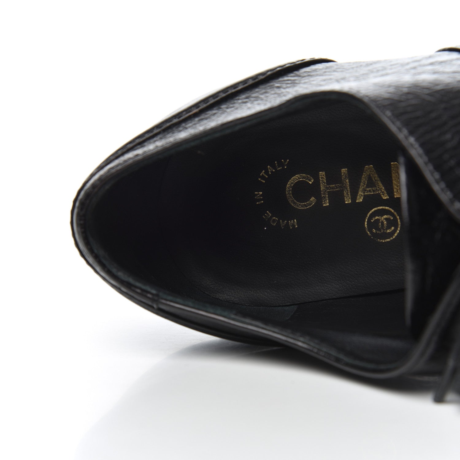 Chanel Crumpled Calfskin Lace Up Platform Oxfords 37 Black 20 of 22
