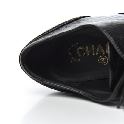 Chanel Crumpled Calfskin Lace Up Platform Oxfords 37 Black 20 of 22