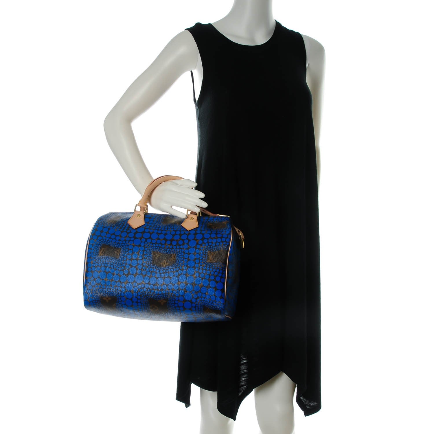 Louis Vuitton Monogram Kusama Town Speedy 30 Blue 2 of 7