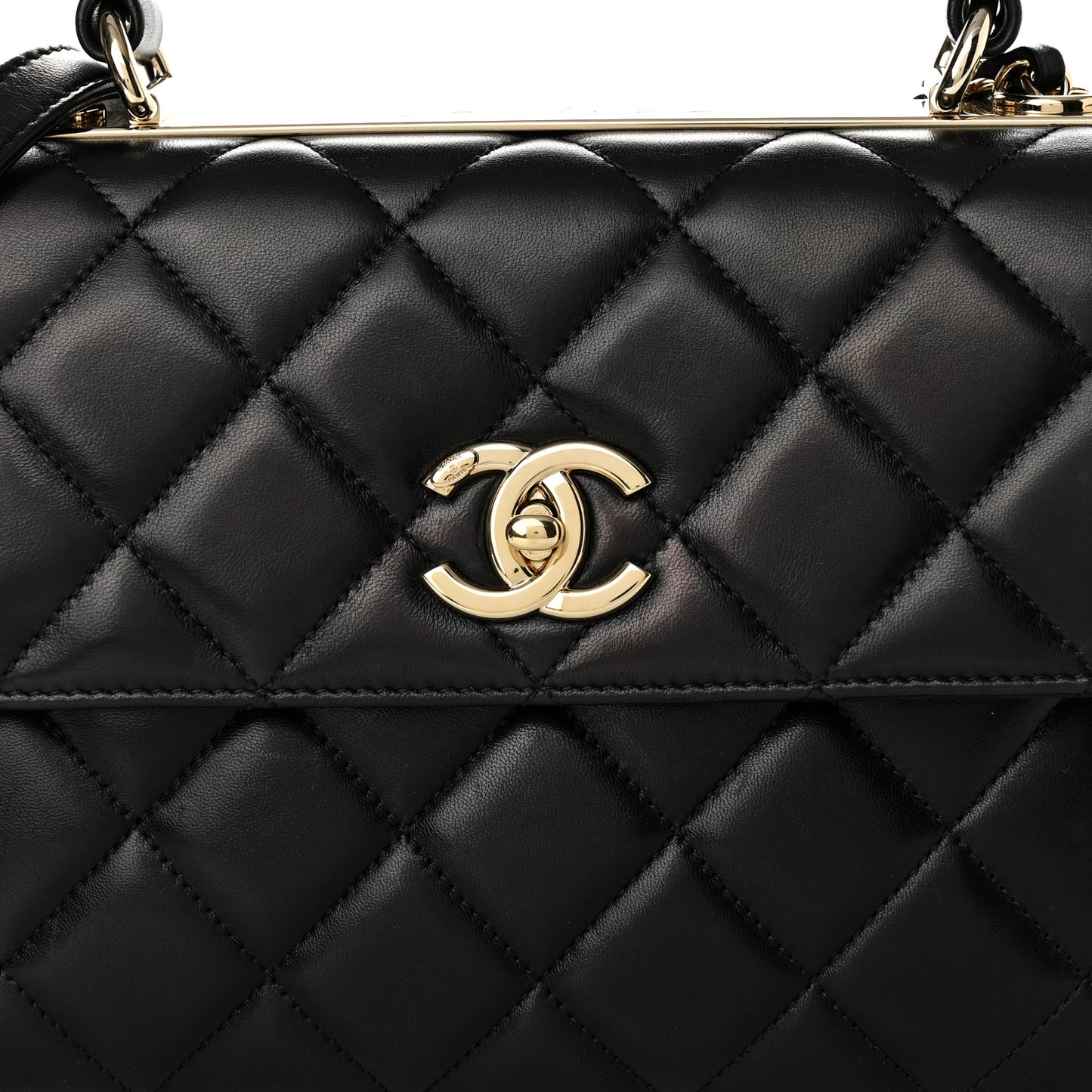 Lambskin Quilted Small Trendy CC Dual Handle Flap Bag Black