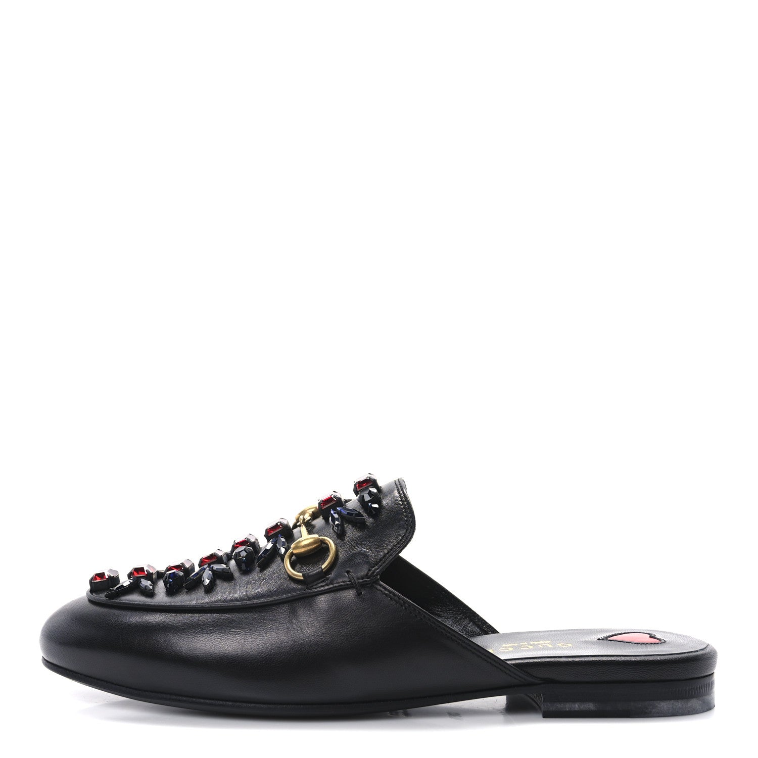 Gucci Malaga Kid Crystal Embroidered Womens Princetown Slippers 36.5 Black 1 of 9