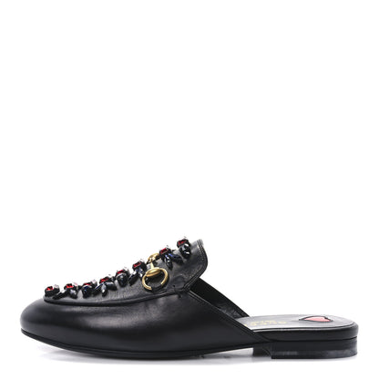 Gucci Malaga Kid Crystal Embroidered Womens Princetown Slippers 36.5 Black 1 of 9