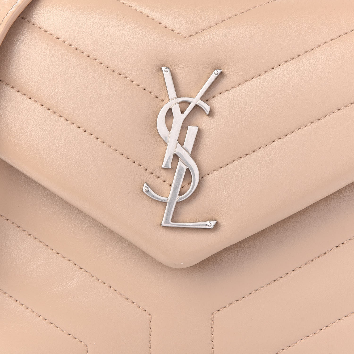 Saint Laurent Calfskin Y Quilted Monogram Small Loulou Chain Satchel Nude Powder 11 of 11