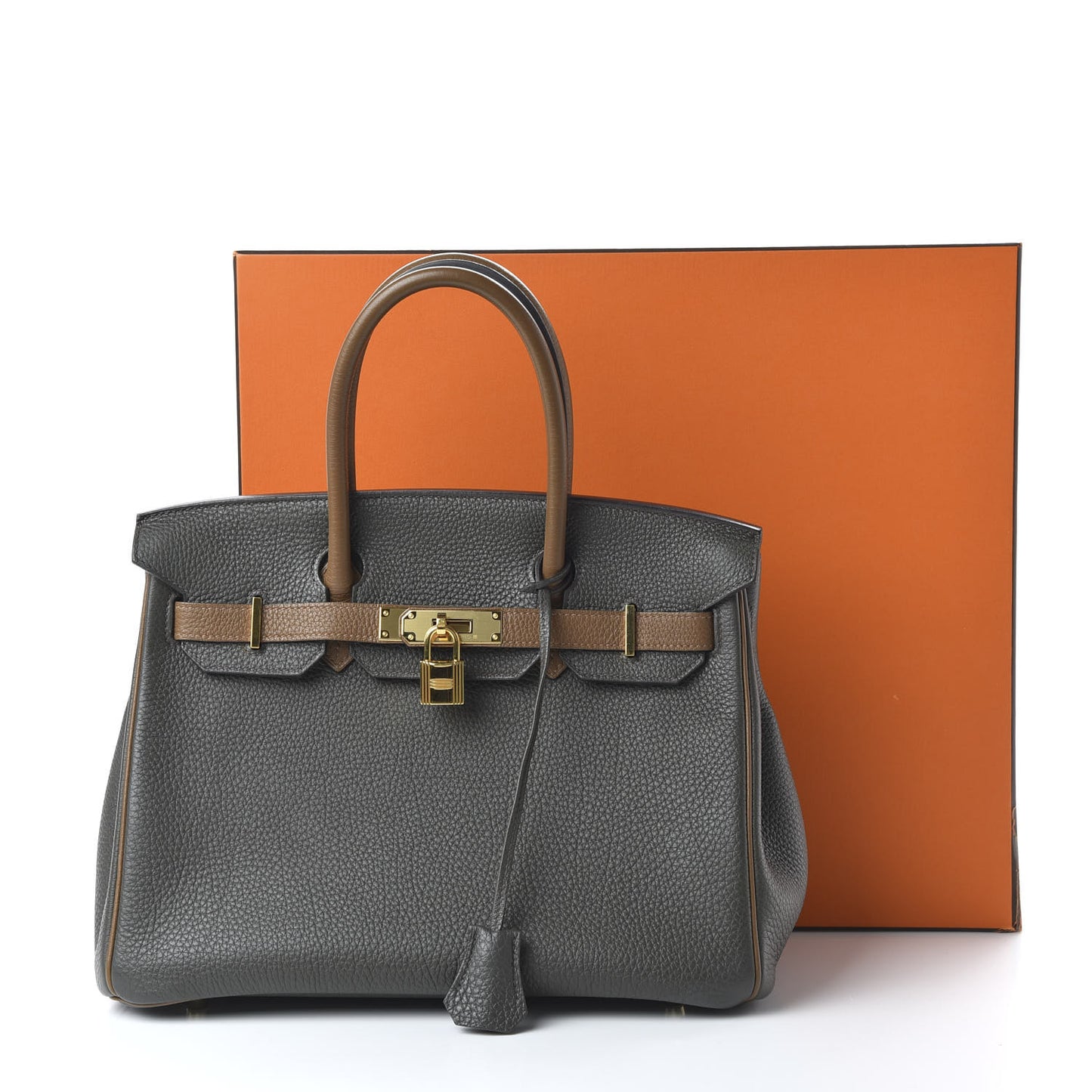 Togo Bi-Color Horseshoe Birkin 30 Vert de Gris Gold