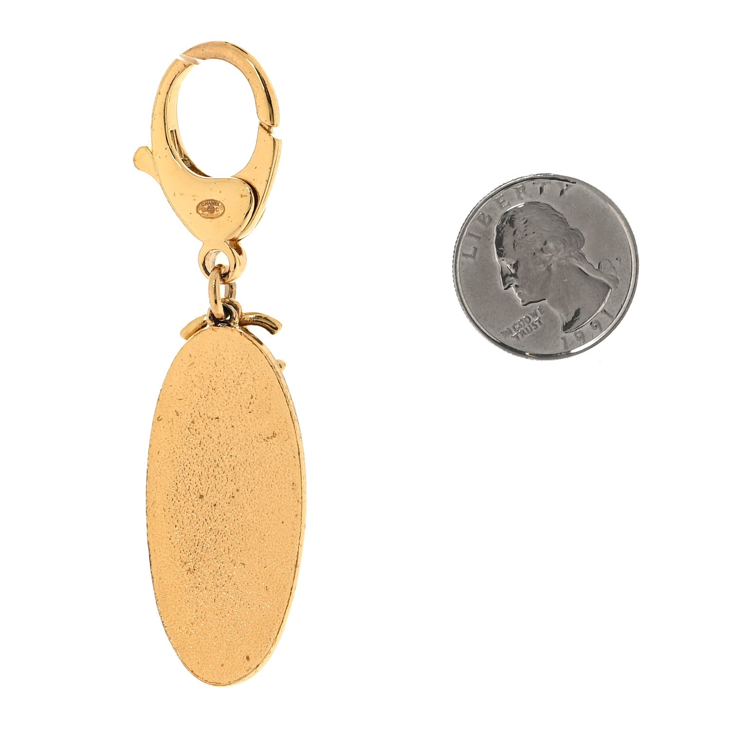 Chanel Metal Resin CC Logo Bag Charm Gold Pearly Black 2 of 4