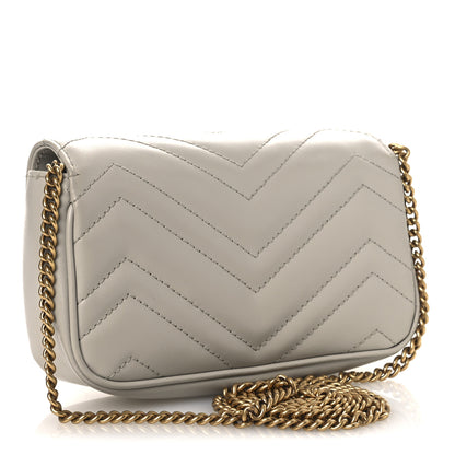 Gucci Calfskin Matelasse Super Mini GG Marmont Shoulder Bag Grey 3 of 10