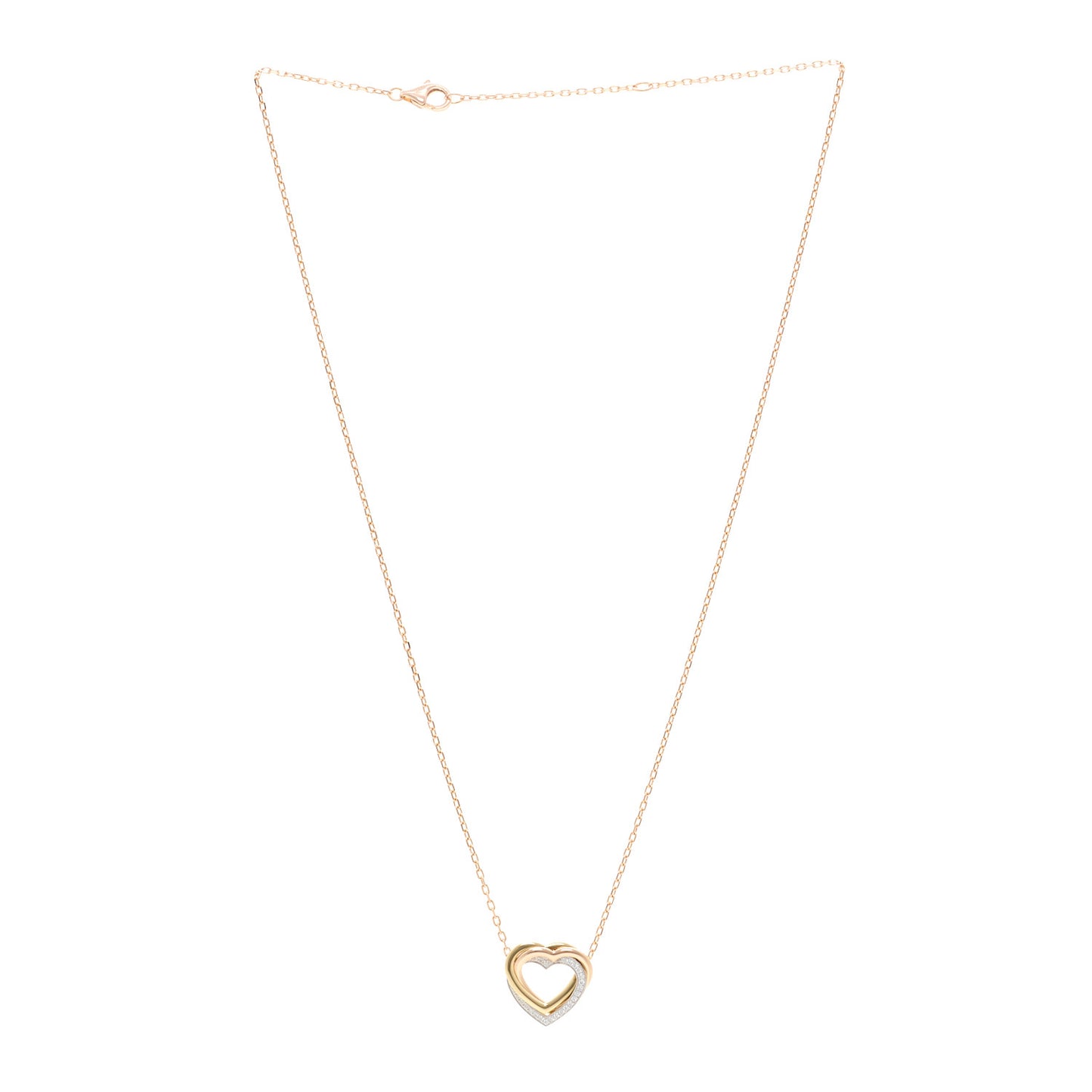 18K Pink Yellow White Gold Diamond Trinity Heart Pendant Necklace