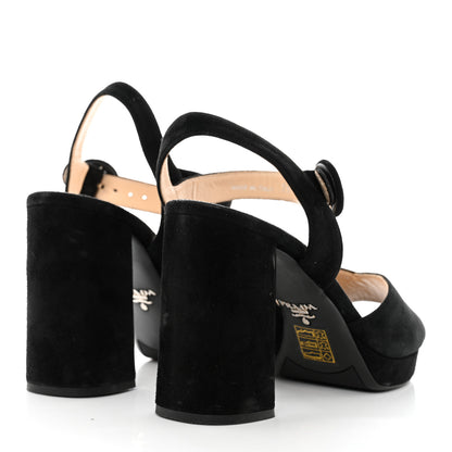 Prada Suede Platform Sandals 35 Black 4 of 8