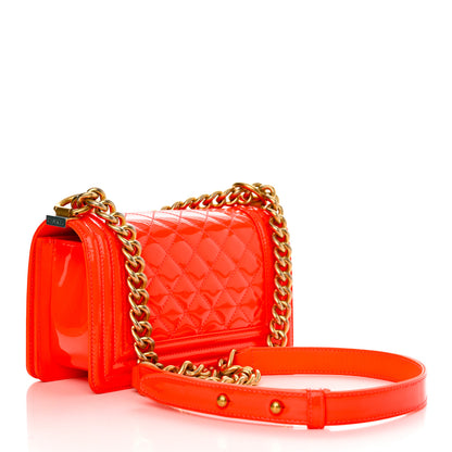 Chanel Patent Calfskin Quilted Small Boy Flap Orange 2 of 11
