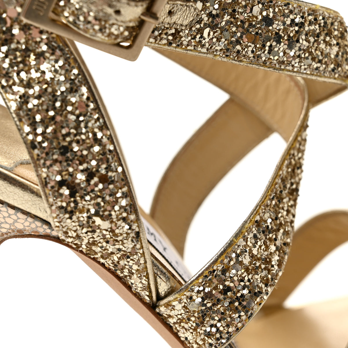 Jimmy Choo Glitter Vamp Platform Sandals 37 Gold 9 of 11
