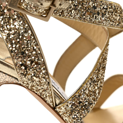 Jimmy Choo Glitter Vamp Platform Sandals 37 Gold 9 of 11