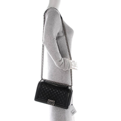 Chanel Goatskin Quilted Medium Boy Handle Flap Black 2 of 8