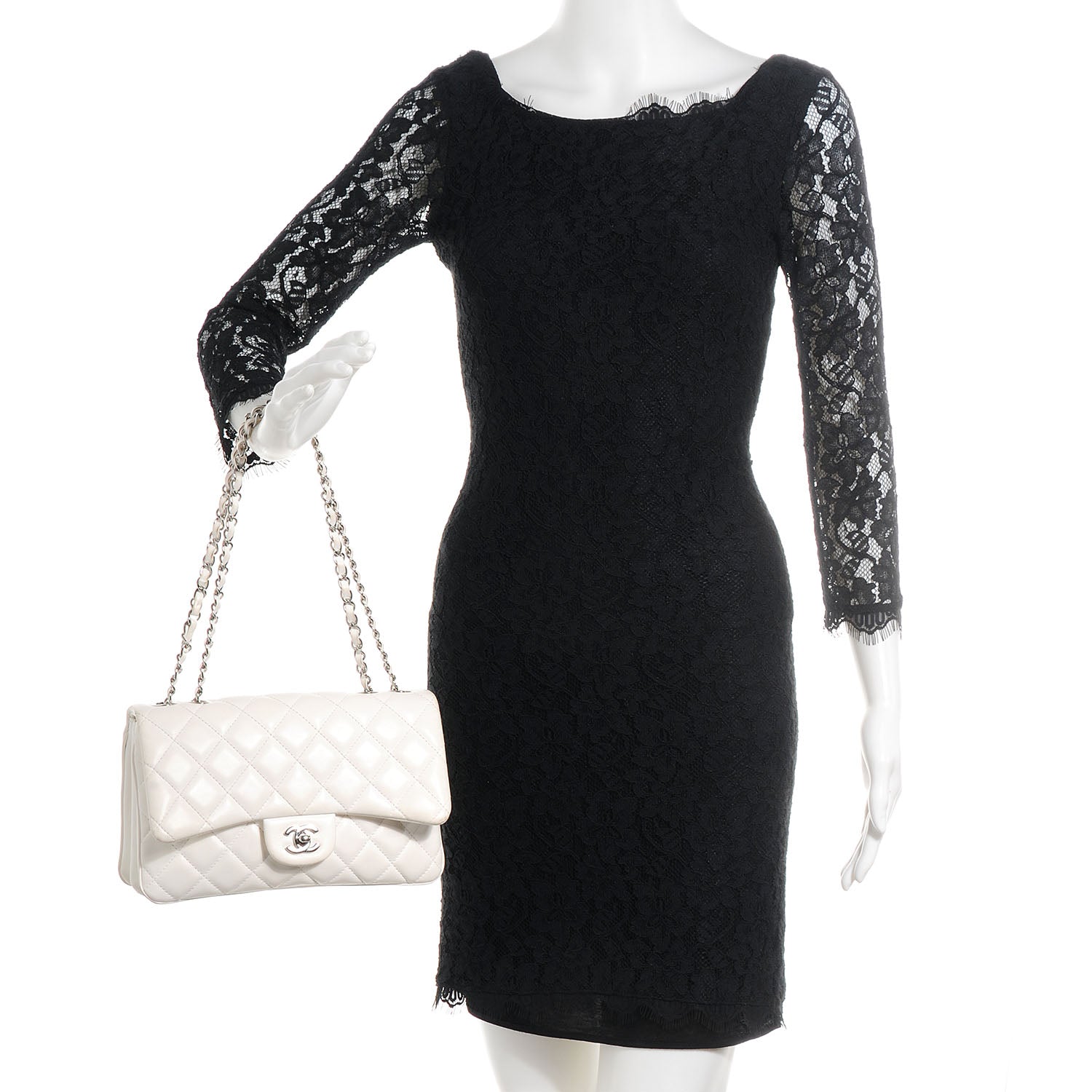 Chanel Lambskin Quilted Medium 3 Flap White 2 of 8