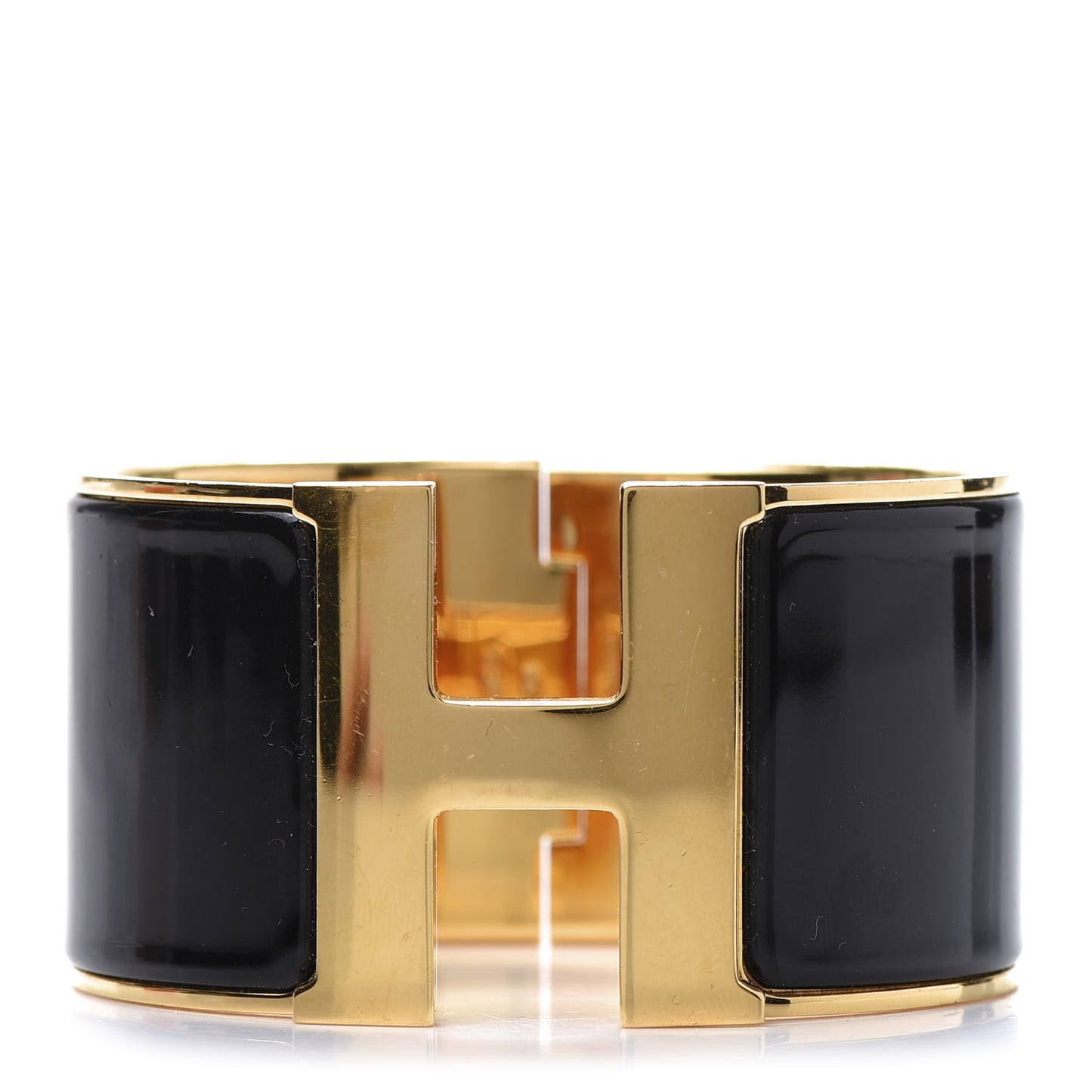 Enamel Extra Wide Clic Clac H Bracelet GM Black