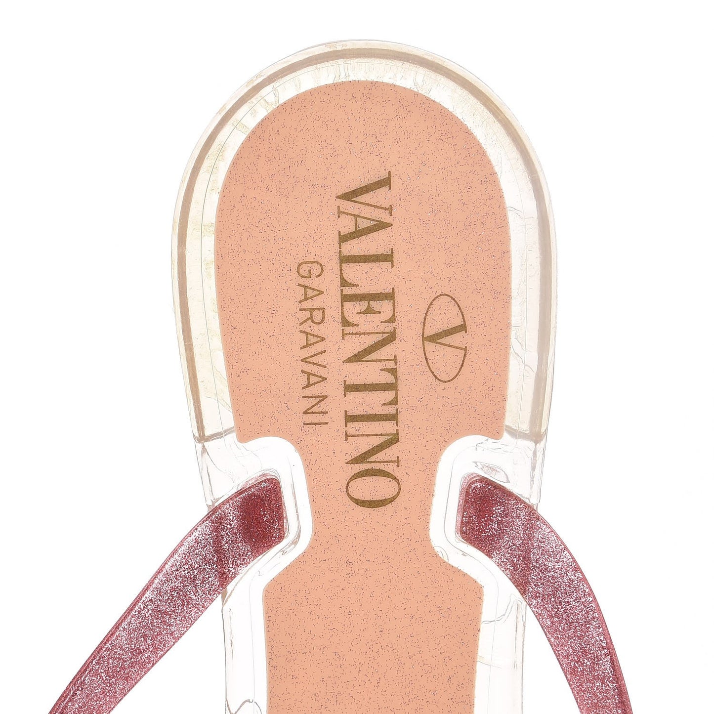 PVC Jelly Glitter Rockstud Bow Thong Sandals 38 Pink