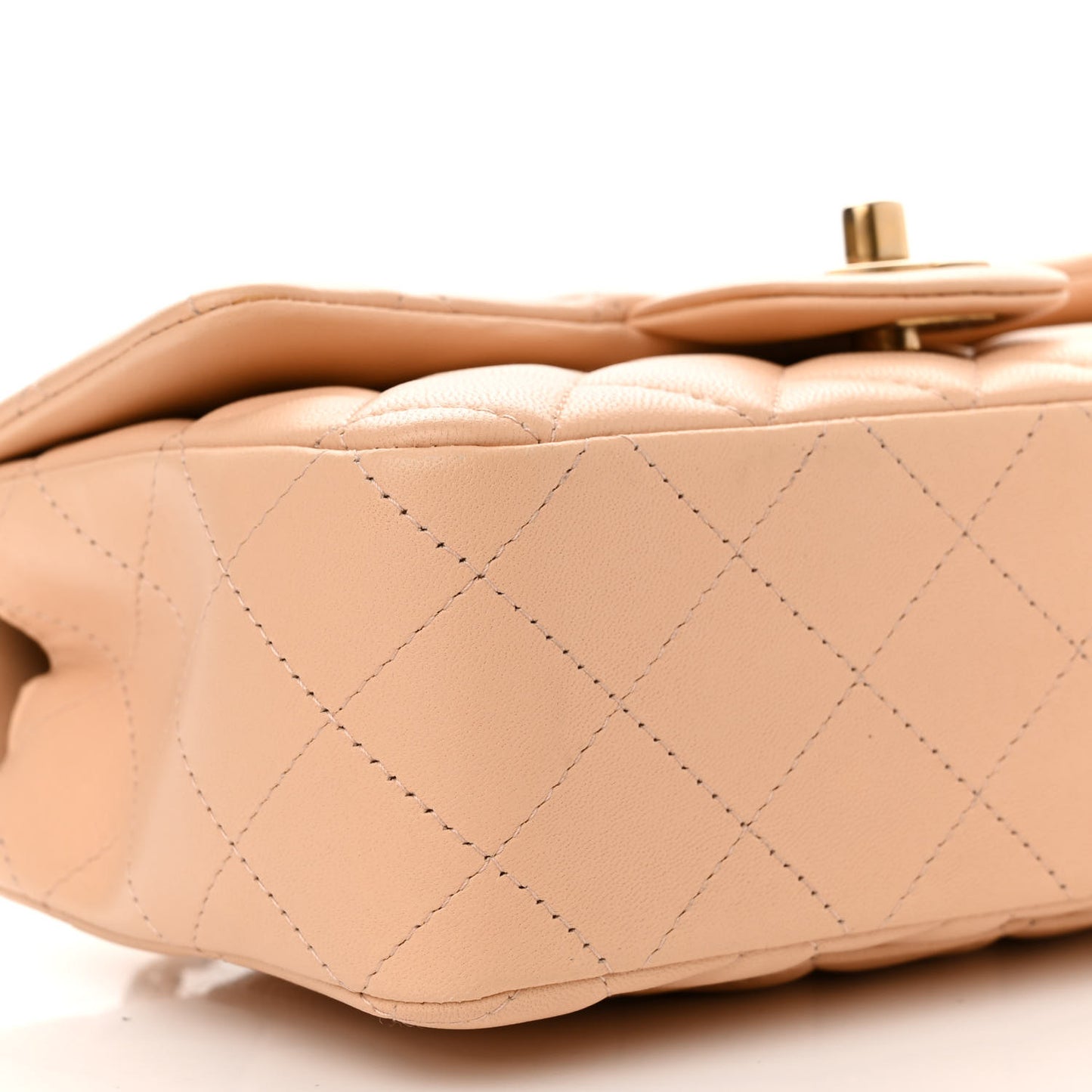 Lambskin Quilted Mini Rectangular Flap Beige
