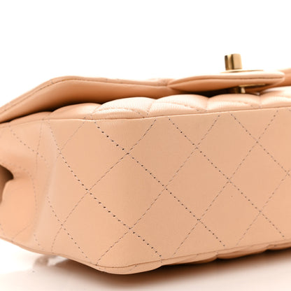Chanel Lambskin Quilted Mini Rectangular Flap Beige 9 of 10